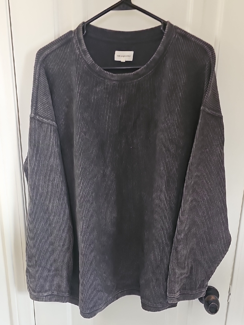 Thread & Supply Men's Ribbed Crewneck Sweater - Charcoal Gray